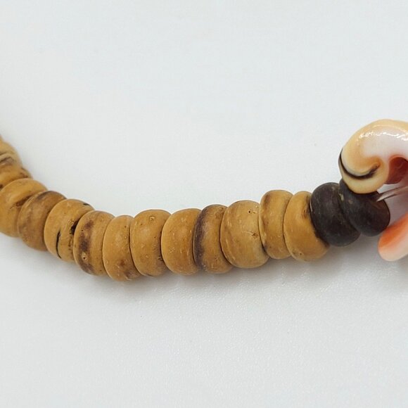Curly Shell & Coconut Shell Heshi Anklet Barrel Clasp 9.5" - Picture 6 of 7
